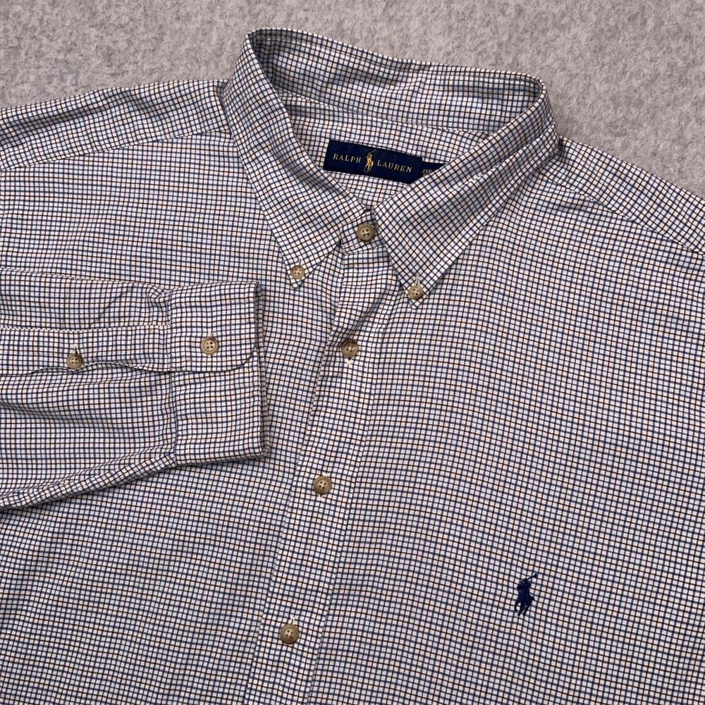Ralph Lauren Button Down Shirt Men's 2XB‎ BIG Plaid Long Sleeve Pony Logo Preppy